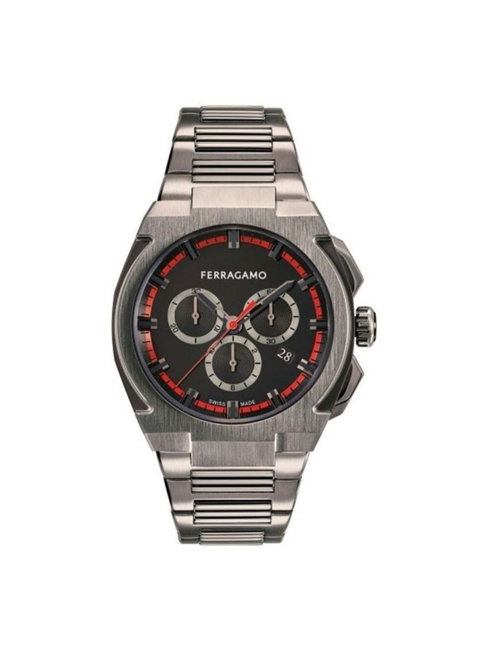 NWT Ferragamo Edge Chronograph Quartz Black Dial Men's Watch